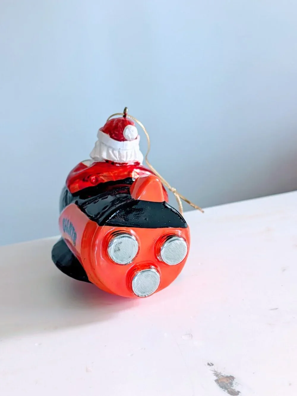 San Francisco Giants MLB Blown Glass Rocket Ship Christmas Ornament Santa NIB
